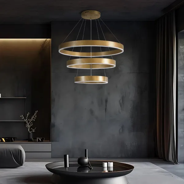 kelvo® VENOM KLV-101-0201 Κρεμαστό Φωτιστικό Οροφής LED 120W 12000lm 120° AC 220-240V IP20 Ρυθμιζόμενο Λευκό CCT με Χειριστήριο από 2700K έως 6000K Dimmable - Lumileds SMD Chip - Χρυσό Πλατίνα - Μ80 x Π80 x Υ80cm - 3 Χρόνια Εγγύηση