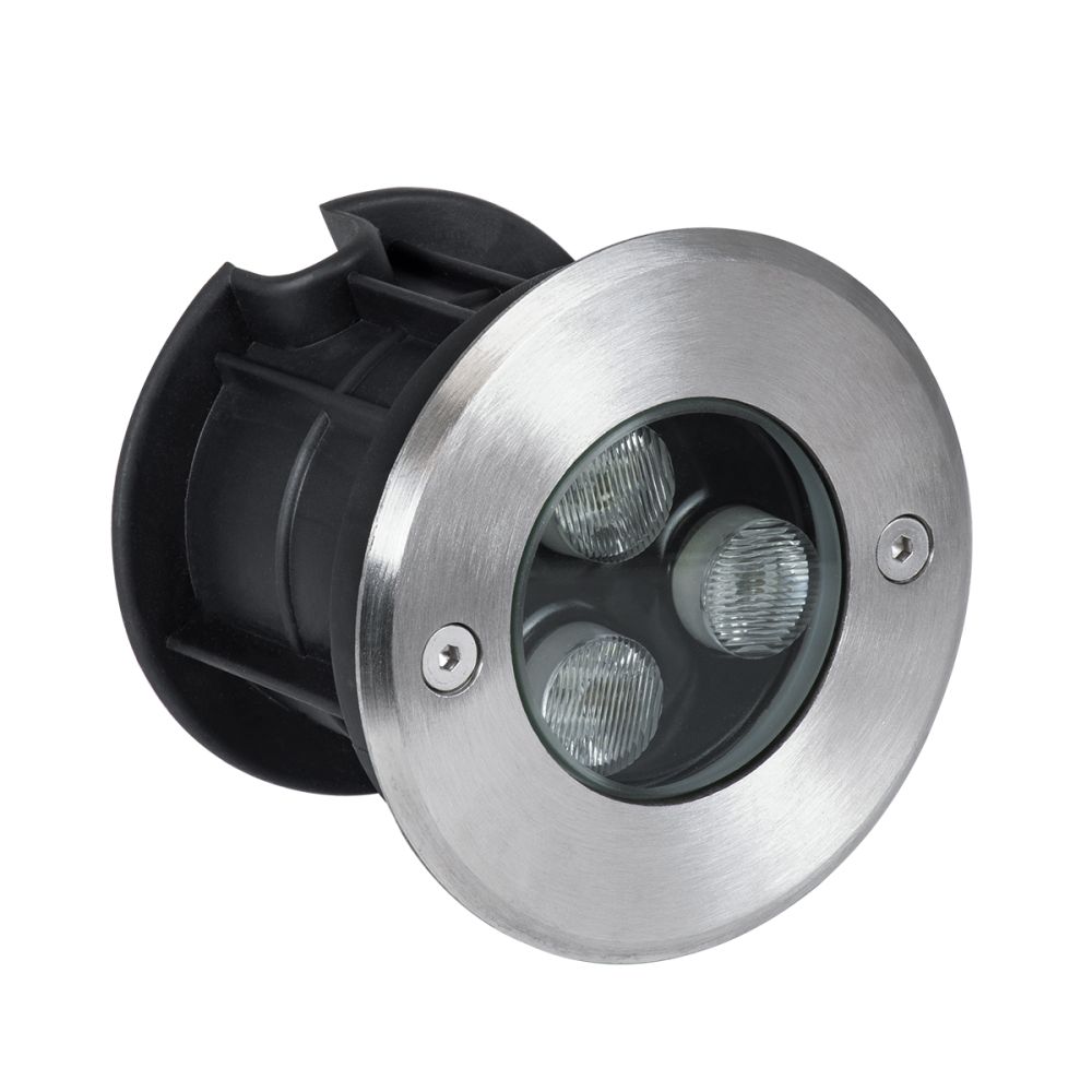 GloboStar® UNDERGROUND-FANI S-90979 Χωνευτό Φωτιστικό Σποτ Δαπέδου LED 12W 1080lm 60° DC 24V Αδιάβροχο IP68 Φ10 x Υ7.5cm Θερμό Λευκό 2700K - Ανοξείδωτο Ατσάλι
