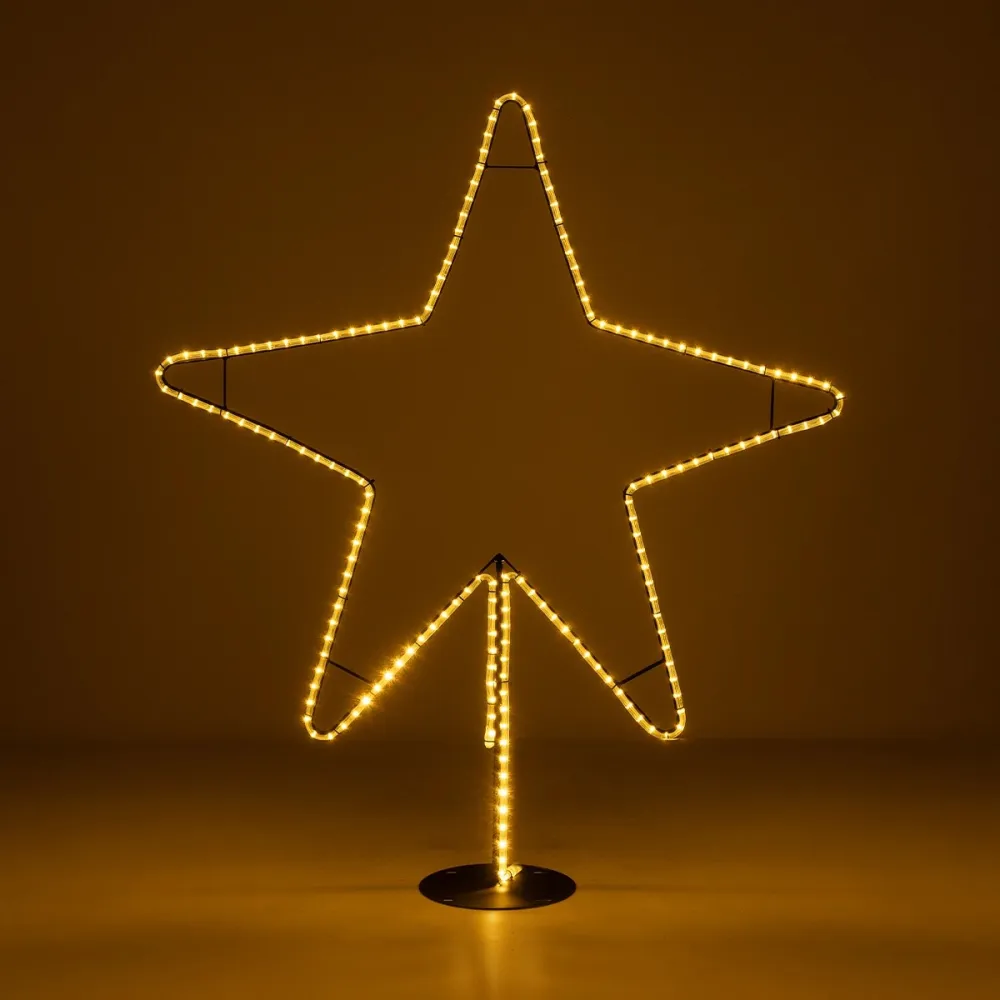 GLOBOSTAR® XMAS-STAR-BIG Χριστουγεννιάτικο Διακοσμητικό Φωτιστικό LED 19,5W 780lm 360° AC 220-240V Αδιάβροχο IP65 Θερμό Λευκό 2700K - Μαύρο & Διάφανο - M114 x Π25 x Υ132cm - 2 Χρόνια Εγγύηση