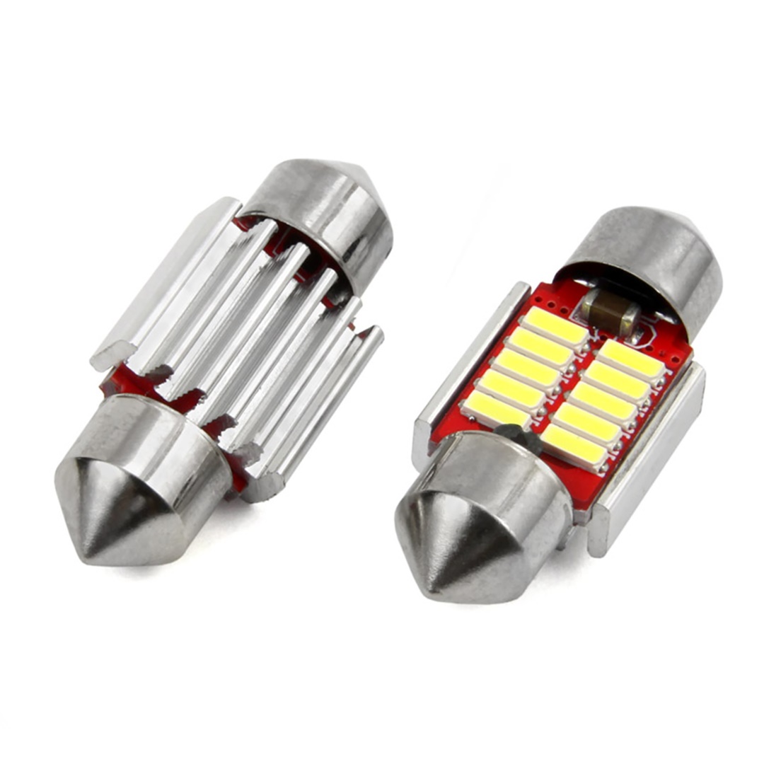 Amio - Λάμπες LED Πλαφονιέρας 31mm 12/24V 2W 5600K 10 LED CAN-BUS Festoon Λευκό Φως για Εσωτερικό Φωτισμό Καμπίνας και Πινακίδα Αυτοκινήτου - 1 σετ (01288/AM)