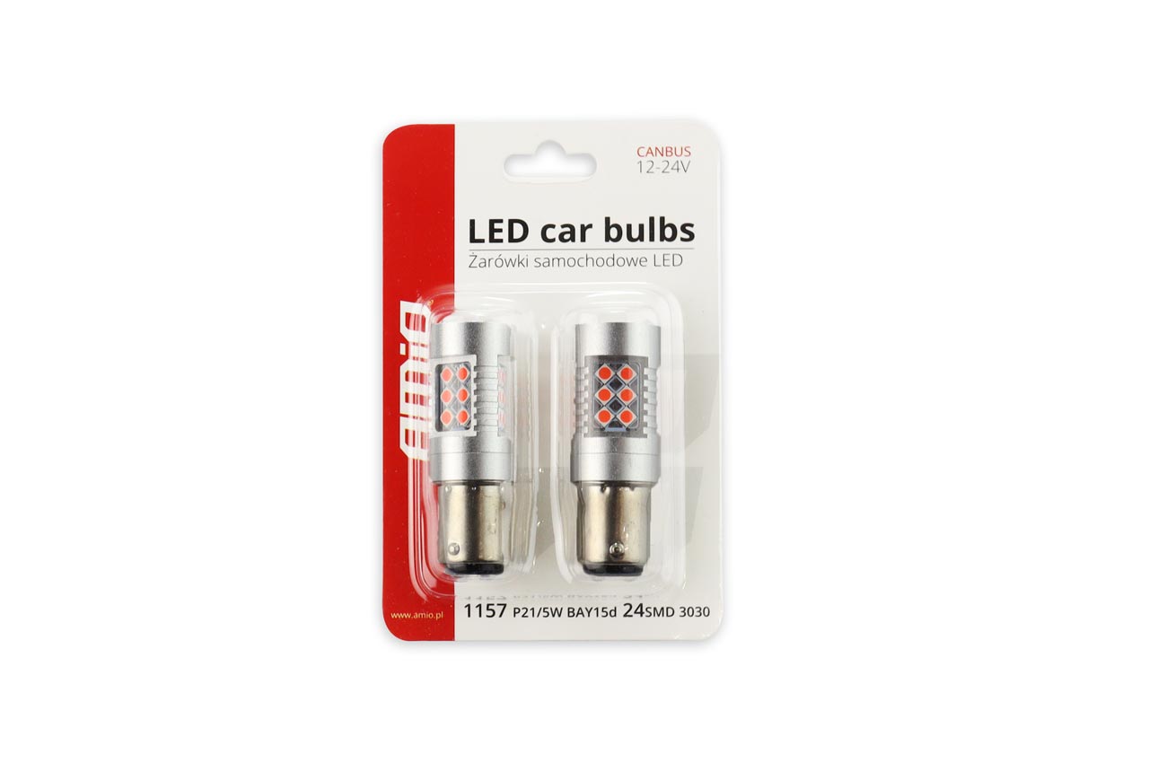 Amio - PR21/5W 12/24V 1,3/1,7W 6.000k LED 24xSMD3030 CAN-BUS ΚΟΚΚΙΝΟ 18x56mm 2ΤΕΜ. (02579/AM)