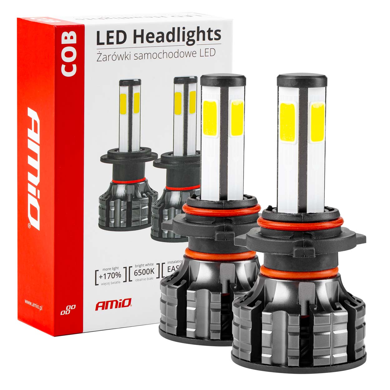 Amio – LED HB3 9005 COB 12/24V 38W 6500K 3800lm Σειρά COB για Ισχυρό Λευκό Φωτισμό & Καθαρή Ορατότητα – 2 Τεμ. (02846/AM)