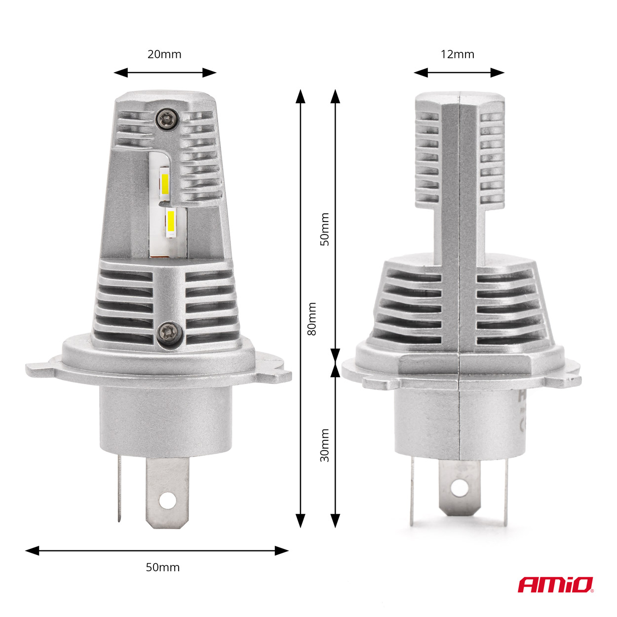 Amio - ΛΑΜΠΕΣ LED H4 10-16V 40W 6.500K 4400lm (ΨΥΚΤΡΑ) X1 - 2ΤΕΜ. (02965/AM)