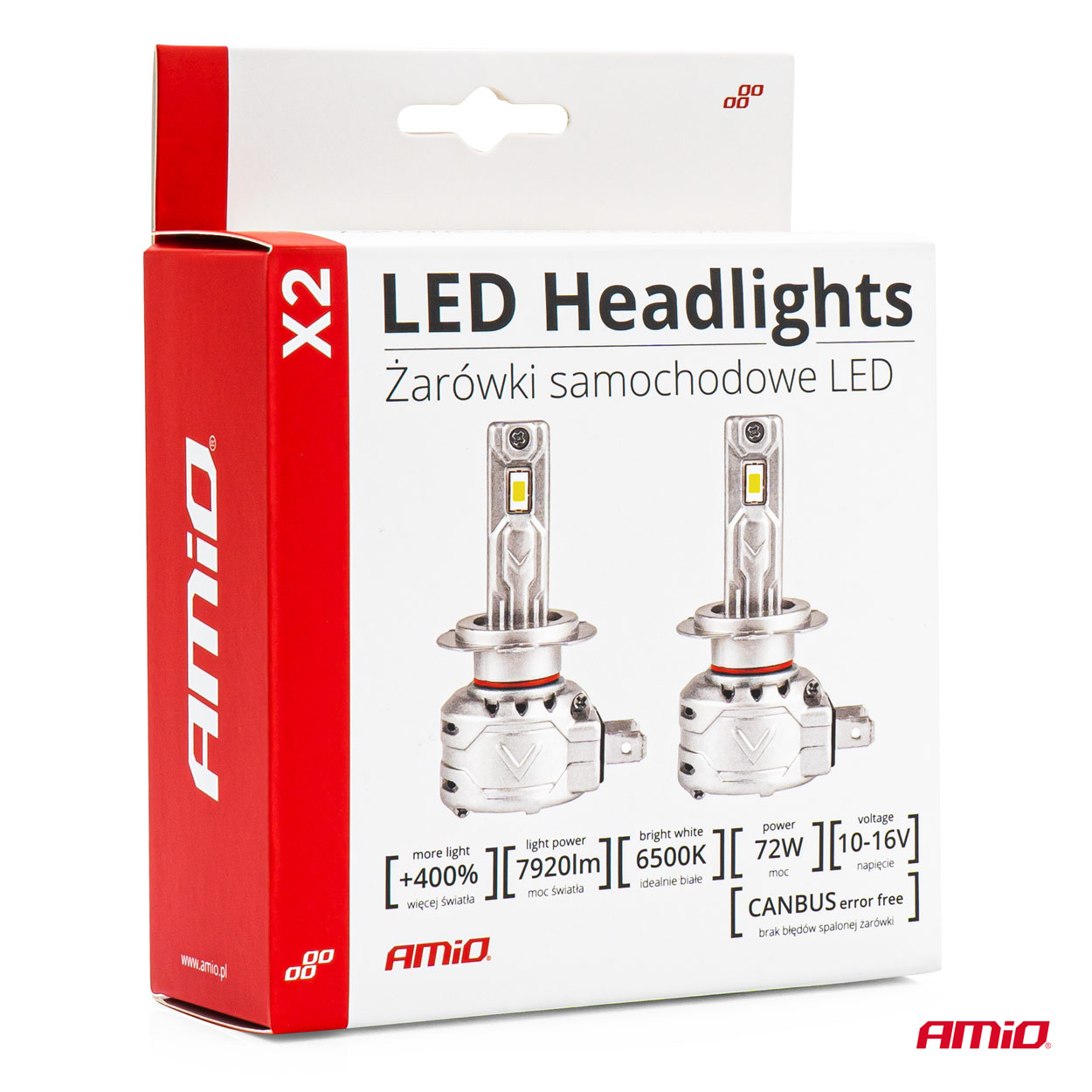 Amio - ΛΑΜΠΕΣ LED H8/H9/H11 10-16V 72W 6.500K 7920lm CAN-BUS (ΑΝΕΜΙΣΤΗΡΑΚΙ) X2 SERIES - 2ΤΕΜ. (02974/AM)