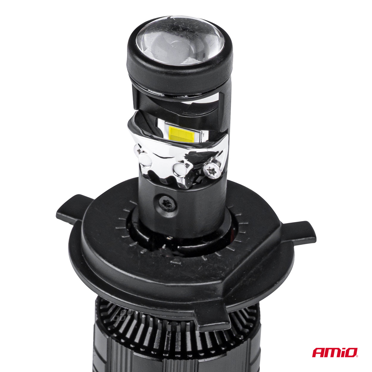 Amio - ΛΑΜΠΕΣ H4 PL-LENS SERIES 9>36V 60W 5.000K 3.800lm LED 2x4575 SMD CAN-BUS ΜΕ ΠΡΟΤΖΕΚΤΟΡΑ - 2 Τεμ. (03667/AM)
