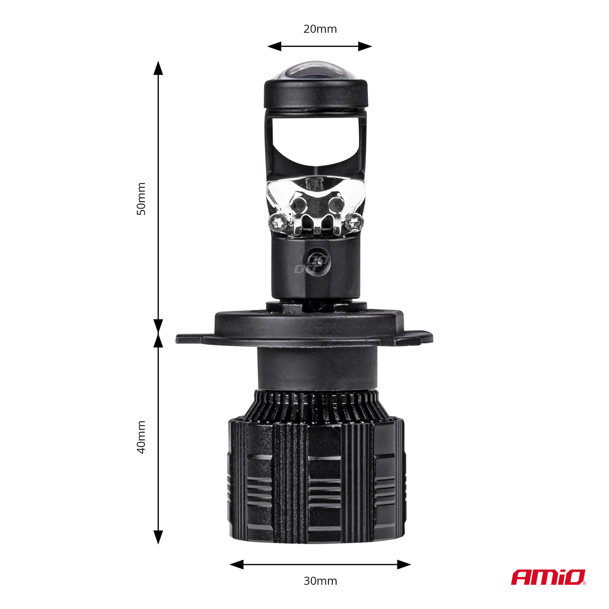 Amio - ΛΑΜΠΕΣ H4 PL-LENS SERIES 9>36V 60W 5.000K 3.800lm LED 2x4575 SMD CAN-BUS ΜΕ ΠΡΟΤΖΕΚΤΟΡΑ - 2 Τεμ. (03667/AM)