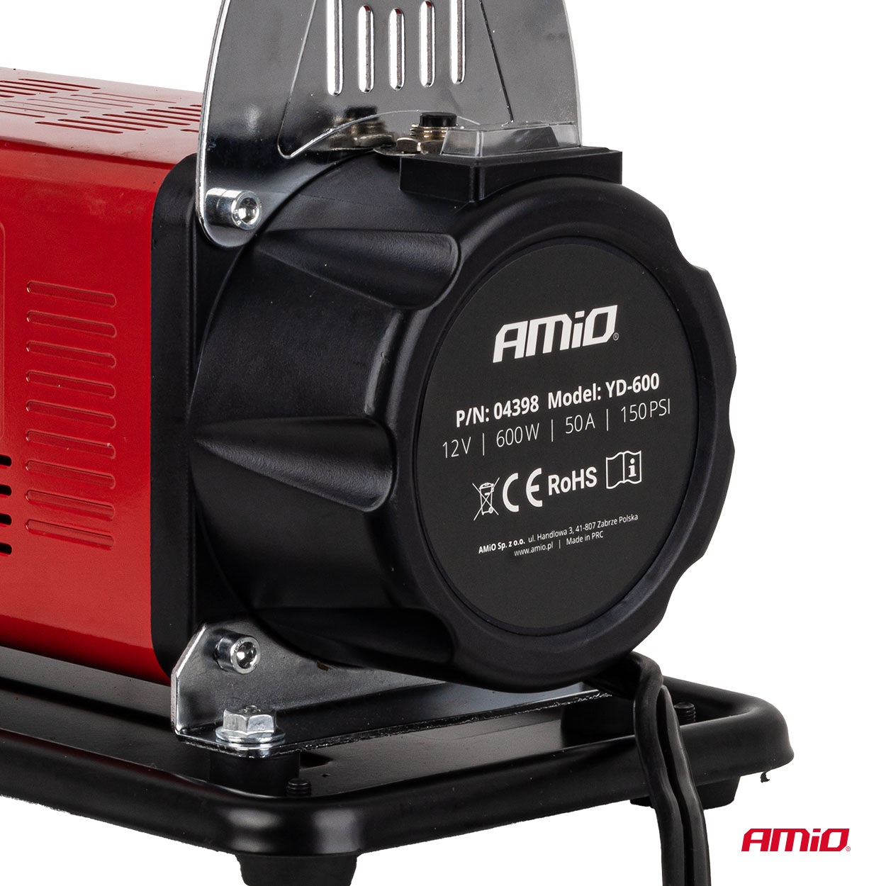 Amio – Κομπρεσέρ Αέρα Αυτοκινήτου Heavy Duty ACOMP-24 12V 600W 160l/min έως 10bar με Βαλίτσα & Ακροφύσια για Γρήγορο Φούσκωμα – 1 Τεμ. (04398/AM)