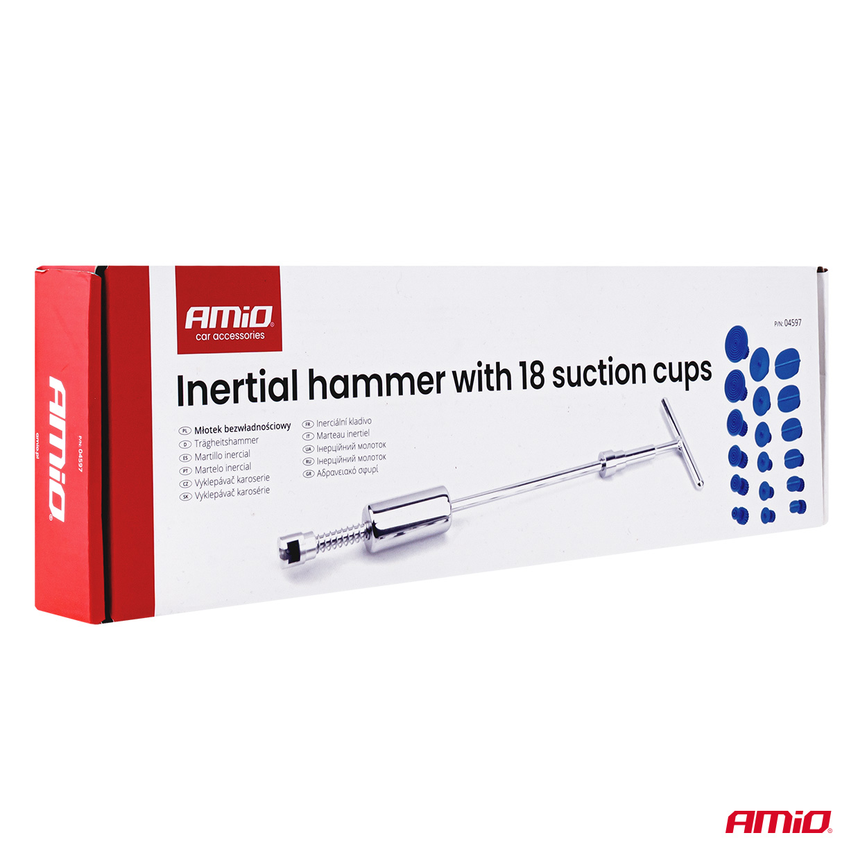 Amio - Kit Επισκευής Λαμαρίνας από Λακούβες (Αμάξωμα Οχήματος) τύπου Inertial Hammer με 18 Αντάπτορες για Επιβατικά Αυτοκίνητα - 1 σετ (04597/AM)