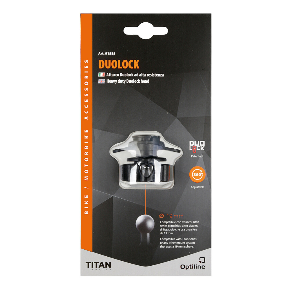 Ανταλλακτικός Αντάπτορας Duolock 19 mm της σειράς Titan Optiline, συμβατός με Βάσεις Στήριξης, Θήκες ή Αντάπτορες Κινητού Optiline ή Βάσεις Στήριξης Κινητού με μπίλια 19 mm