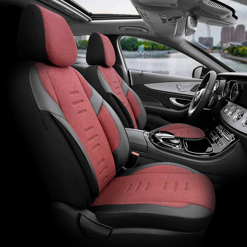 AMiO - Καλύμματα Καθισμάτων OTOM Throne 103 Red σε Μαύρο/Γκρι/Κόκκινο Ύφασμα και Δερματίνη για Μπροστινά και Πίσω Καθίσματα με 5 Προσκέφαλα - 1 Σετ (OT86756/AM)