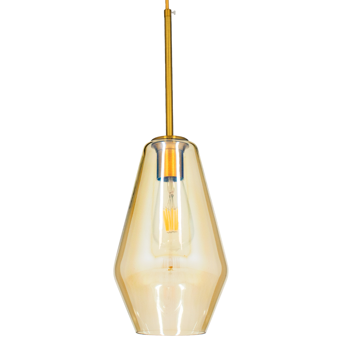 GLOBOSTAR® AMARIS 00871 Μοντέρνο Κρεμαστό Φωτιστικό Οροφής με Ντουί 1 x E27 AC 220-240V IP20 - Χρυσό & Μελί - Μ17 x Π17 x Υ30cm