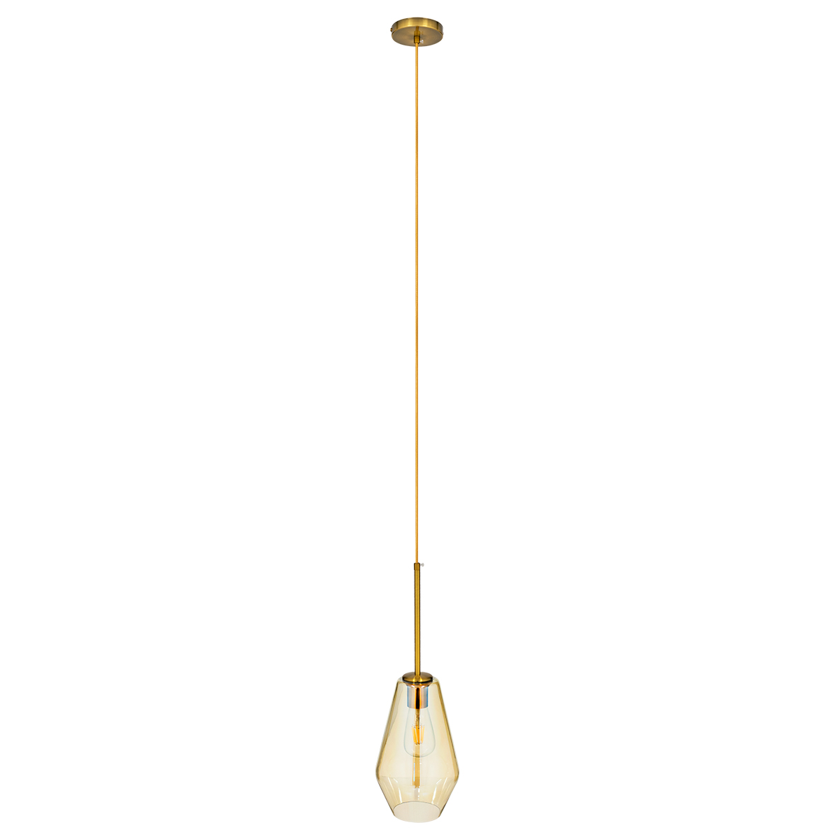 GLOBOSTAR® AMARIS 00871 Μοντέρνο Κρεμαστό Φωτιστικό Οροφής με Ντουί 1 x E27 AC 220-240V IP20 - Χρυσό & Μελί - Μ17 x Π17 x Υ30cm