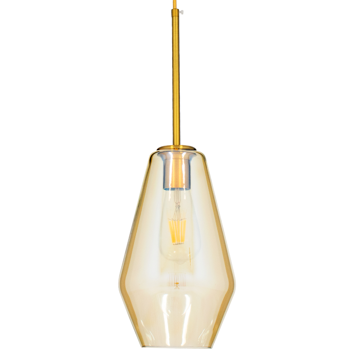 GLOBOSTAR® AMARIS 00871 Μοντέρνο Κρεμαστό Φωτιστικό Οροφής με Ντουί 1 x E27 AC 220-240V IP20 - Χρυσό & Μελί - Μ17 x Π17 x Υ30cm