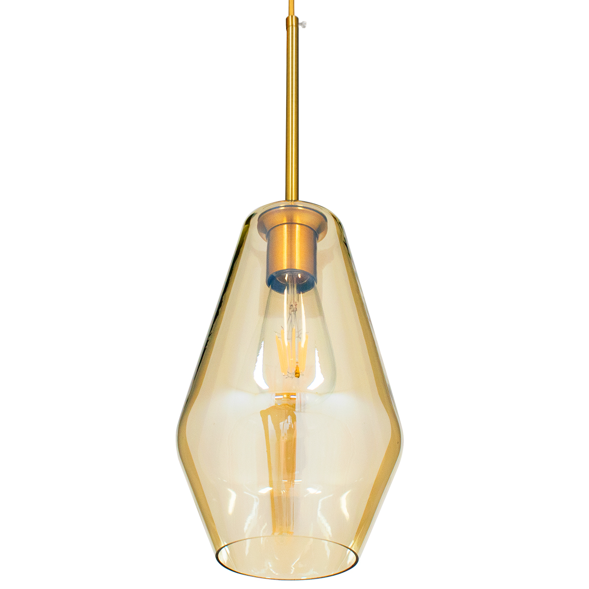GLOBOSTAR® AMARIS 00871 Μοντέρνο Κρεμαστό Φωτιστικό Οροφής με Ντουί 1 x E27 AC 220-240V IP20 - Χρυσό & Μελί - Μ17 x Π17 x Υ30cm