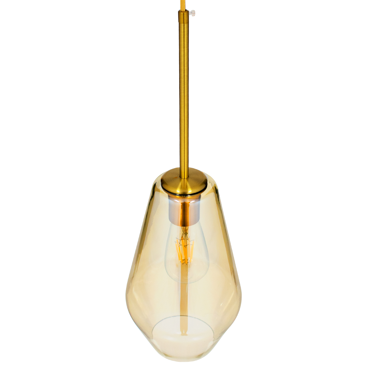 GLOBOSTAR® AMARIS 00871 Μοντέρνο Κρεμαστό Φωτιστικό Οροφής με Ντουί 1 x E27 AC 220-240V IP20 - Χρυσό & Μελί - Μ17 x Π17 x Υ30cm