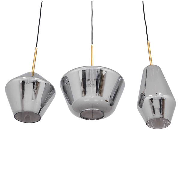 GLOBOSTAR® AMARIS 00975 Μοντέρνο Κρεμαστό Φωτιστικό Οροφής με Ντουί 3 x E27 AC 220-240V IP20 - Χρυσό & Ασημί - Μ75 x Π30 x Υ30cm