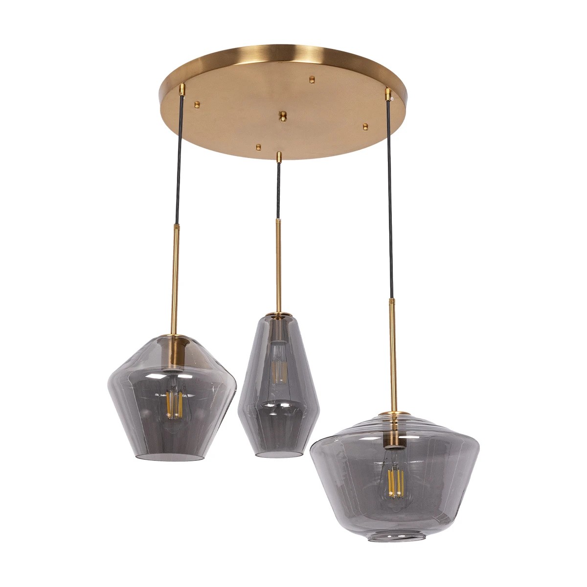 GLOBOSTAR® AMARIS 00976 Μοντέρνο Κρεμαστό Φωτιστικό Οροφής με Ντουί 3 x E27 AC 220-240V IP20 - Χρυσό & Ασημί - Μ70 x Π60 x Y50cm
