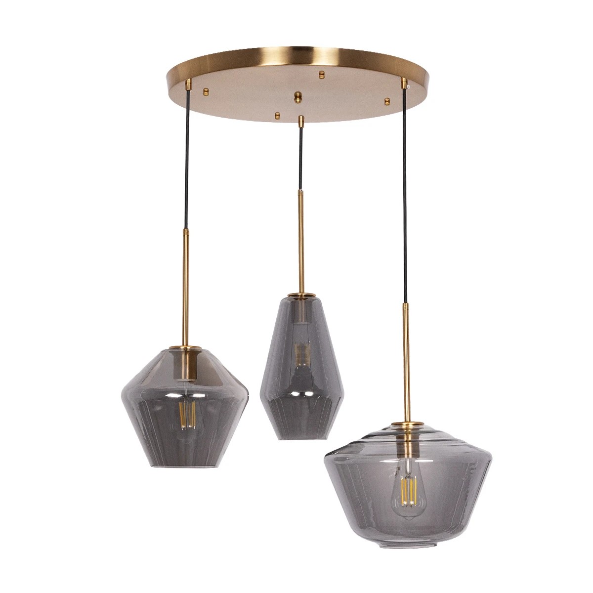 GLOBOSTAR® AMARIS 00976 Μοντέρνο Κρεμαστό Φωτιστικό Οροφής με Ντουί 3 x E27 AC 220-240V IP20 - Χρυσό & Ασημί - Μ70 x Π60 x Y50cm
