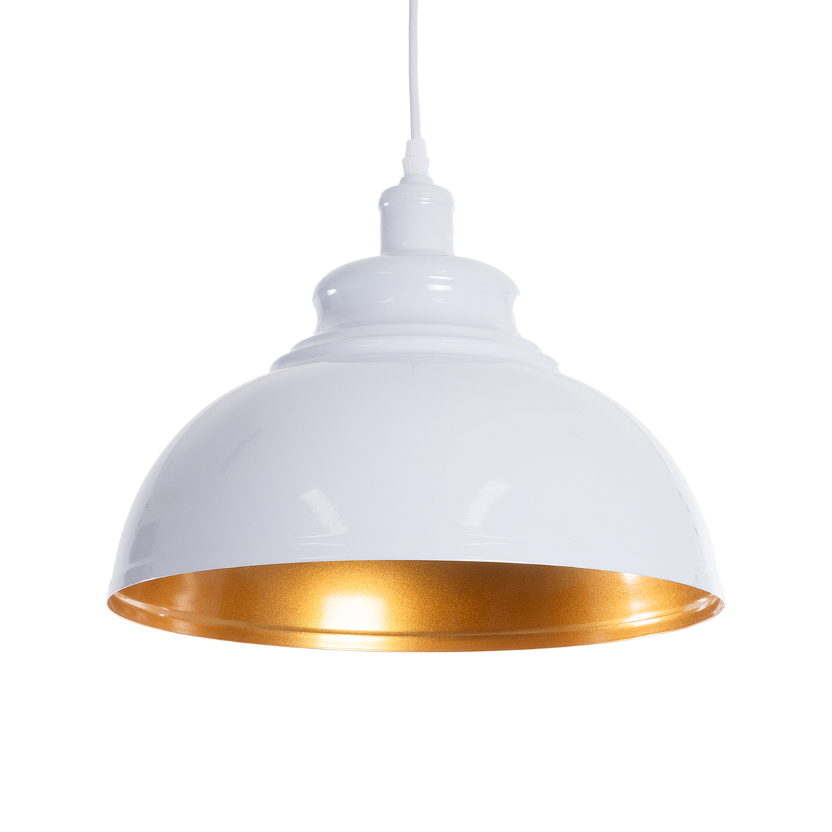 GLOBOSTAR® ANDY 00999 Μοντέρνο Κρεμαστό Φωτιστικό Οροφής με Ντουί 1 x E27 AC 220-240V IP20 - Λευκό & Χρυσό - Μ35 x Π35 x Υ28cm