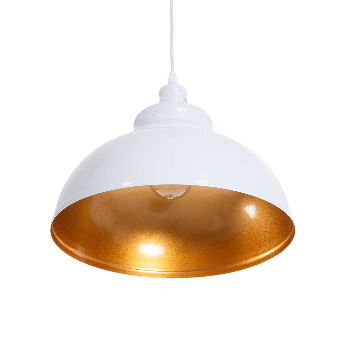 GLOBOSTAR® ANDY 00999 Μοντέρνο Κρεμαστό Φωτιστικό Οροφής με Ντουί 1 x E27 AC 220-240V IP20 - Λευκό & Χρυσό - Μ35 x Π35 x Υ28cm