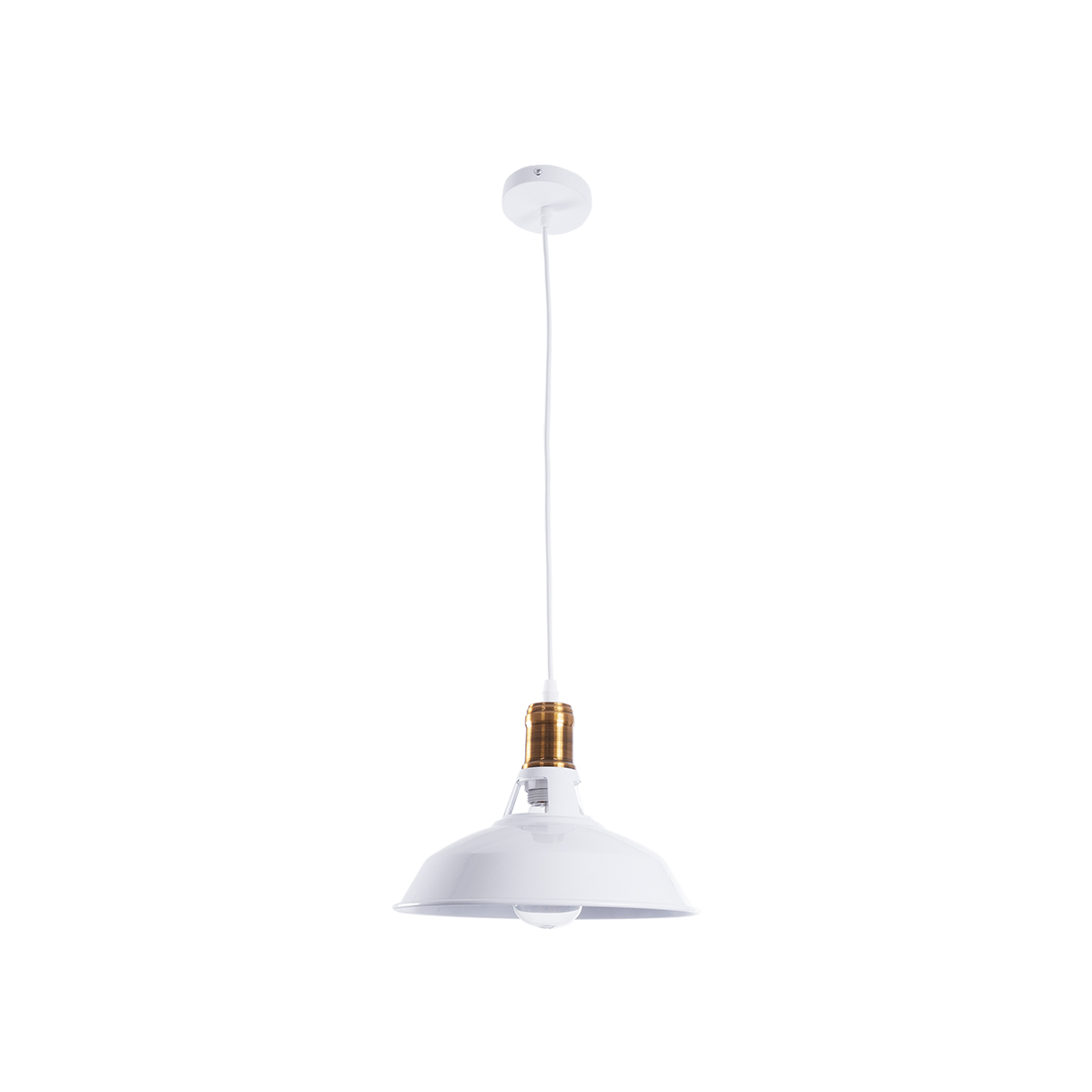 GLOBOSTAR® ANER 01072 Vintage Κρεμαστό Φωτιστικό Οροφής με Ντουί 1 x E27 AC 220-240V IP20 - Λευκό & Χρυσό - Μ27.5 x Π27.5 x Υ19cm