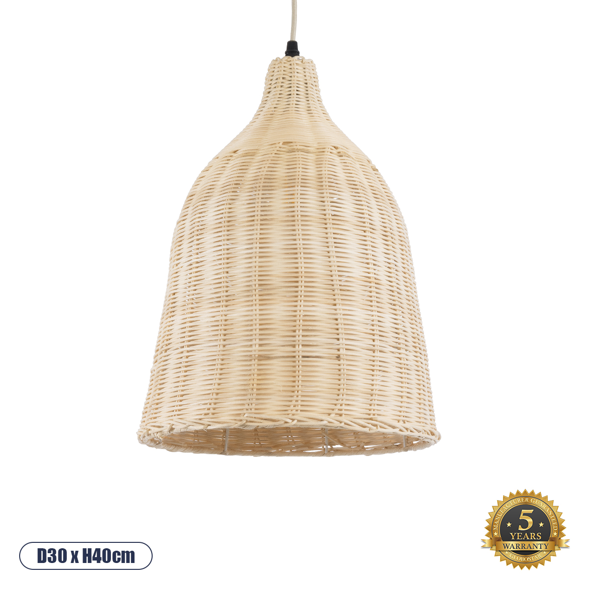 GLOBOSTAR® BAHAMAS 01202 Boho Κρεμαστό Φωτιστικό Οροφής με Ντουί 1 x E27 AC 220-240V IP20 - Μπεζ - Μ30 x Π30 x Υ40cm