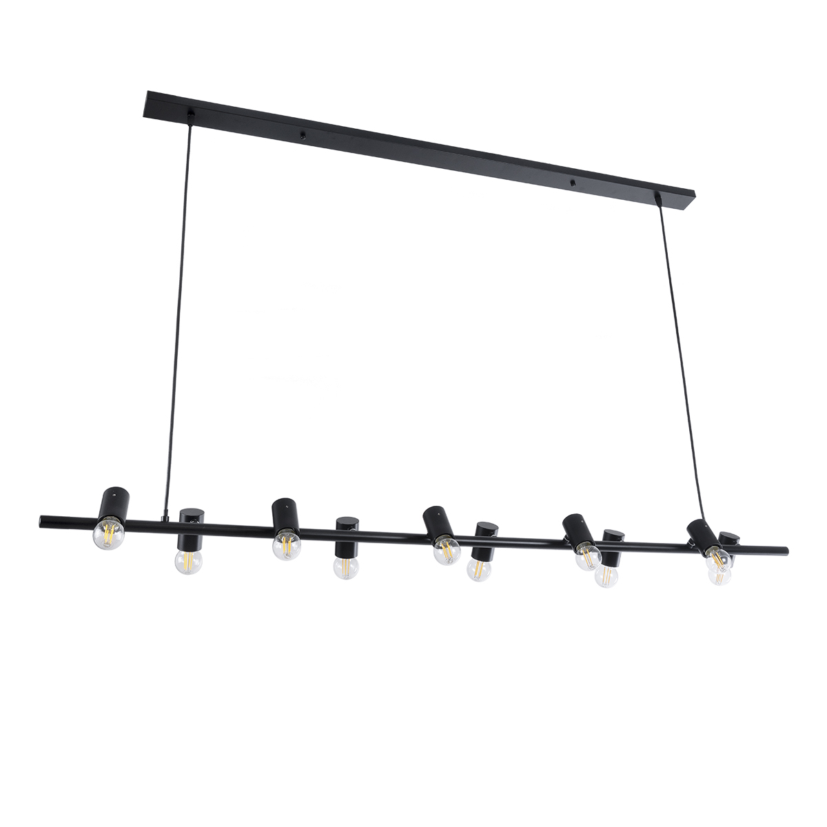 GLOBOSTAR® ALFREDA 01242 Μοντέρνο Κρεμαστό Φωτιστικό Οροφής με Ντουί 10 x E27 AC 220-240V IP20 - Μαύρο - Μ140 x Π18 x Υ7cm
