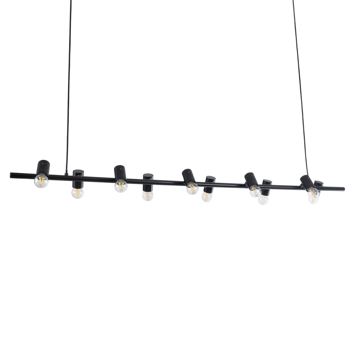 GLOBOSTAR® ALFREDA 01242 Μοντέρνο Κρεμαστό Φωτιστικό Οροφής με Ντουί 10 x E27 AC 220-240V IP20 - Μαύρο - Μ140 x Π18 x Υ7cm