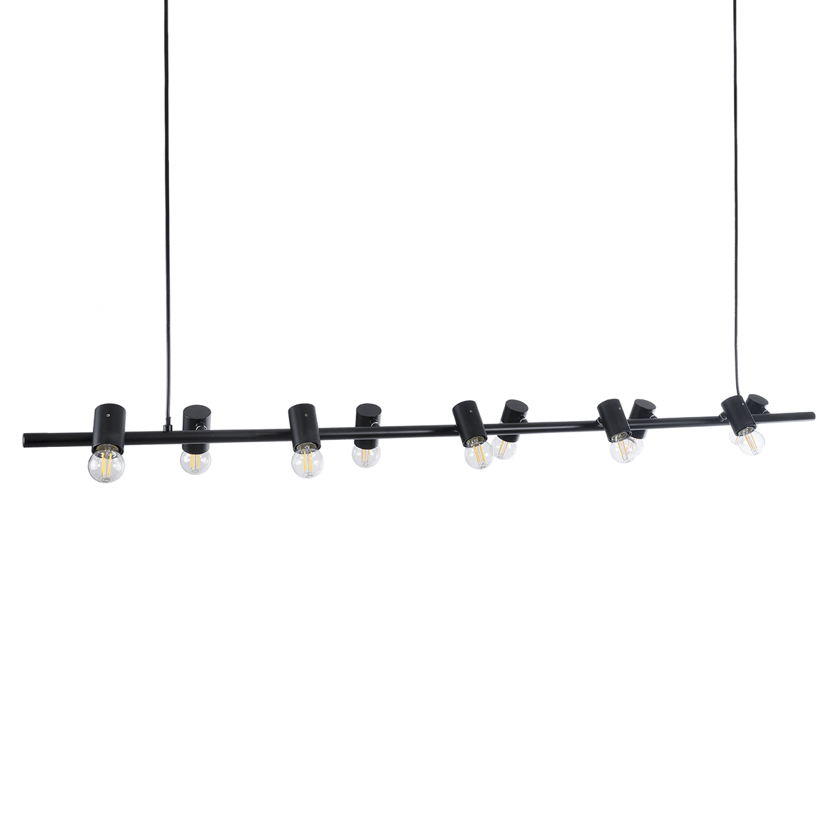 GLOBOSTAR® ALFREDA 01242 Μοντέρνο Κρεμαστό Φωτιστικό Οροφής με Ντουί 10 x E27 AC 220-240V IP20 - Μαύρο - Μ140 x Π18 x Υ7cm