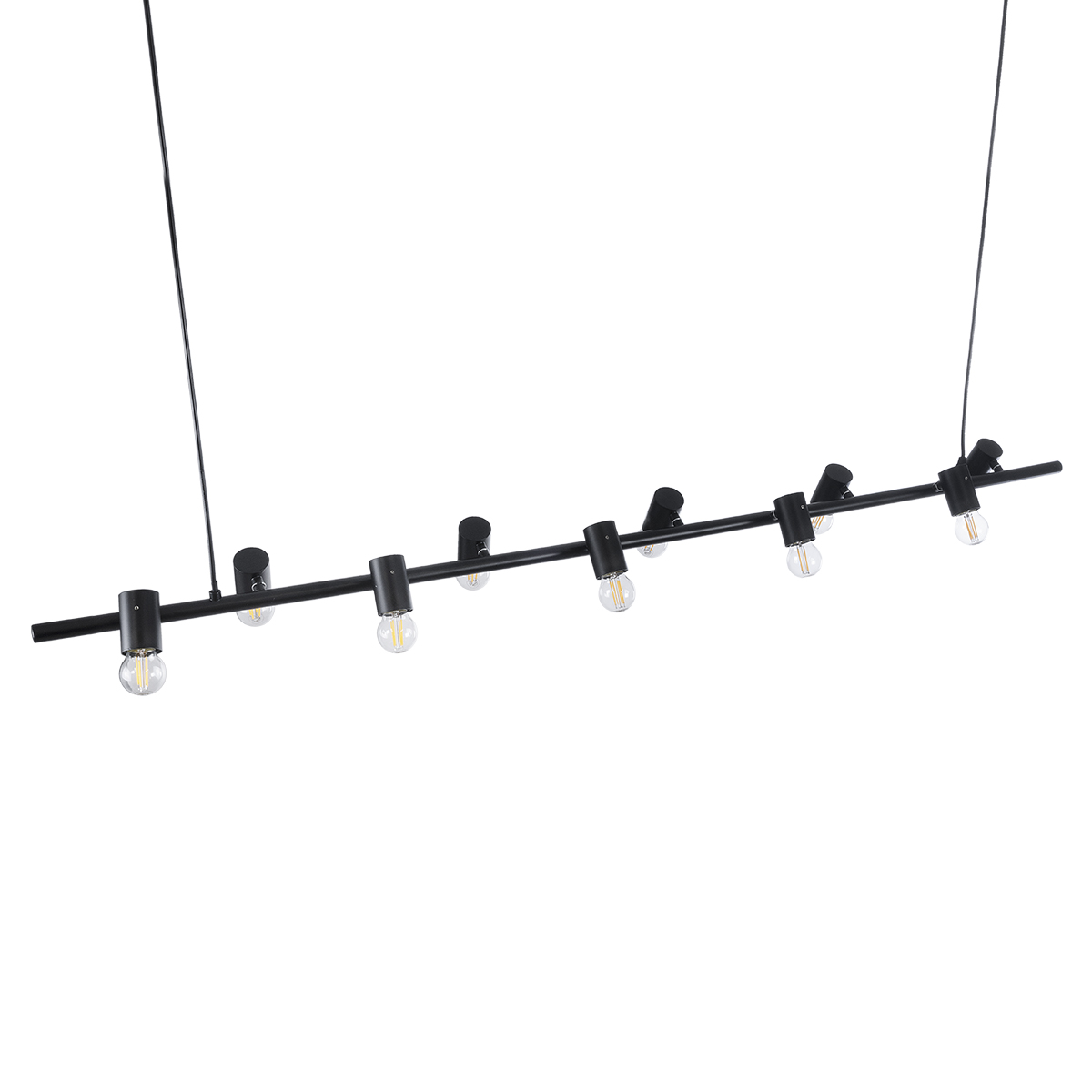 GLOBOSTAR® ALFREDA 01242 Μοντέρνο Κρεμαστό Φωτιστικό Οροφής με Ντουί 10 x E27 AC 220-240V IP20 - Μαύρο - Μ140 x Π18 x Υ7cm