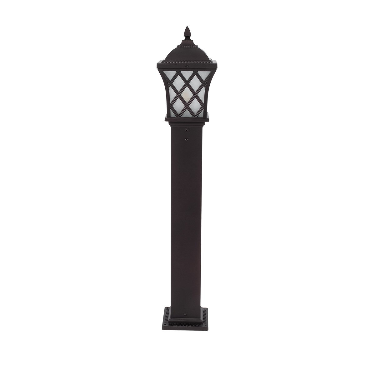GloboStar® SHELTER 01400 Vintage Φωτιστικό Κολωνάκι Κήπου Μονόφωτο 1 x E27 Καφέ Μεταλλικό Πλέγμα L19 x W19 x H100cm