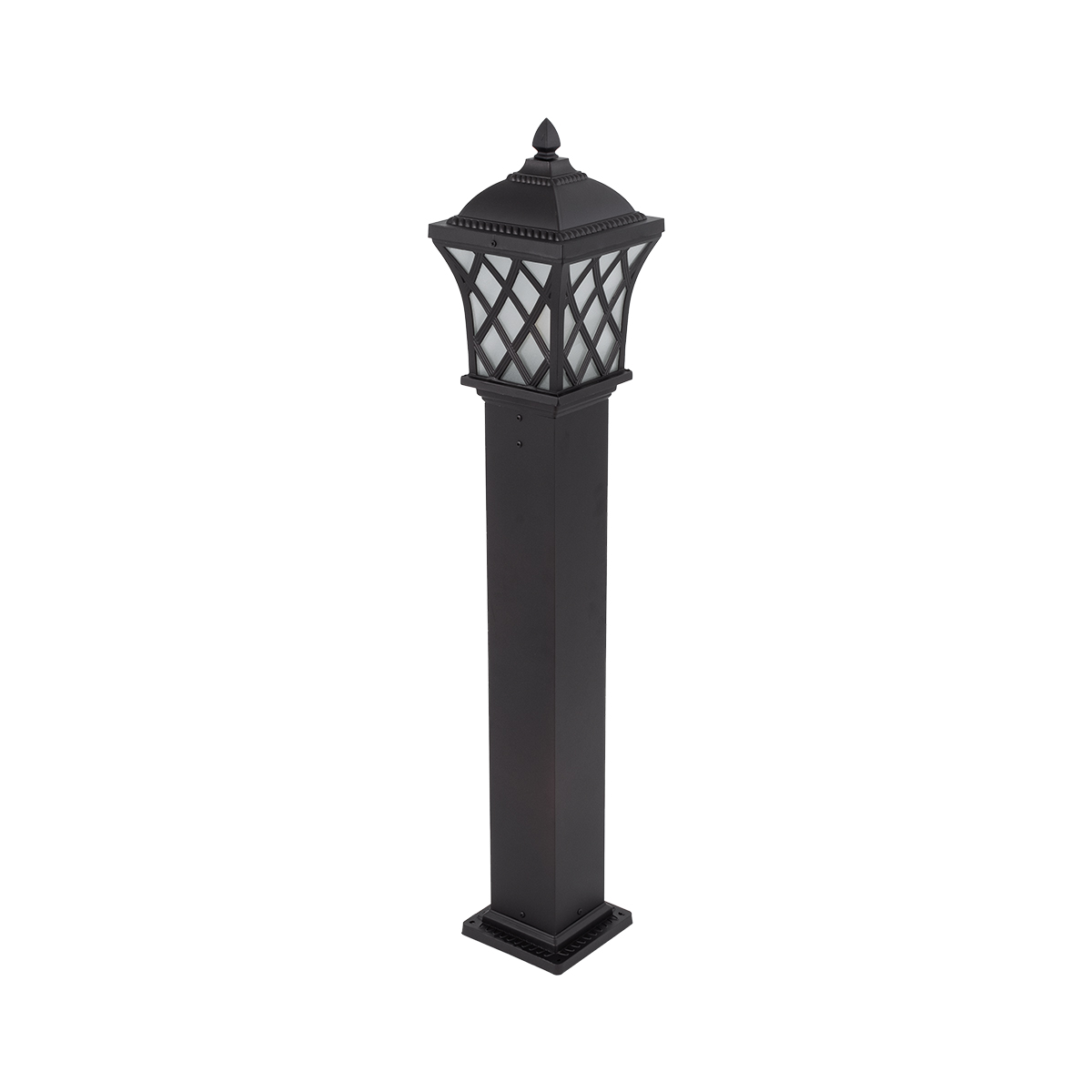 GloboStar® SHELTER 01400 Vintage Φωτιστικό Κολωνάκι Κήπου Μονόφωτο 1 x E27 Καφέ Μεταλλικό Πλέγμα L19 x W19 x H100cm