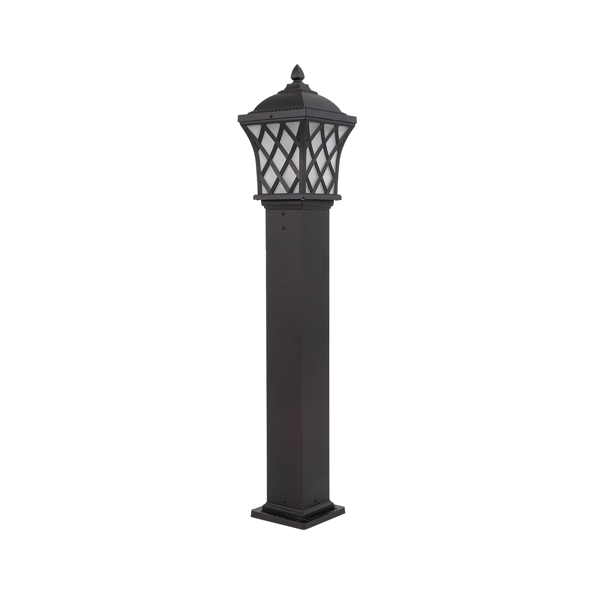GloboStar® SHELTER 01400 Vintage Φωτιστικό Κολωνάκι Κήπου Μονόφωτο 1 x E27 Καφέ Μεταλλικό Πλέγμα L19 x W19 x H100cm