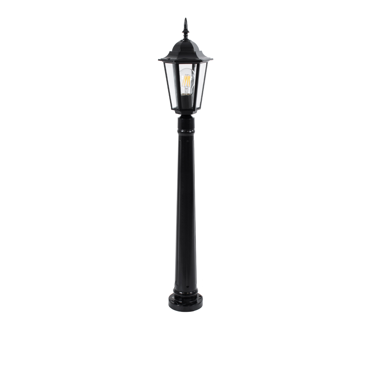 GloboStar® ELLIPSE 01401 Vintage Φωτιστικό Κολωνάκι Κήπου  Μονόφωτο 1 x E27 Μαύρο Μεταλλικό Πλέγμα L17 x W16 x H105cm