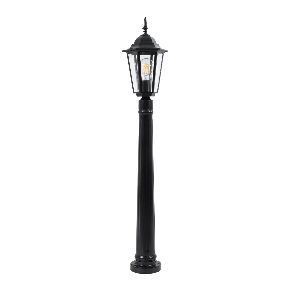 GloboStar® ELLIPSE 01401 Vintage Φωτιστικό Κολωνάκι Κήπου  Μονόφωτο 1 x E27 Μαύρο Μεταλλικό Πλέγμα L17 x W16 x H105cm