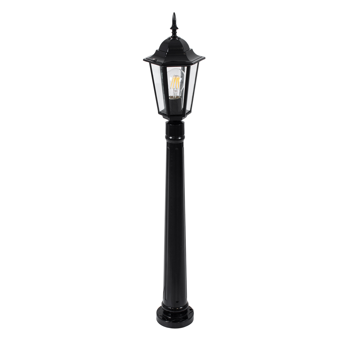 GloboStar® ELLIPSE 01401 Vintage Φωτιστικό Κολωνάκι Κήπου  Μονόφωτο 1 x E27 Μαύρο Μεταλλικό Πλέγμα L17 x W16 x H105cm