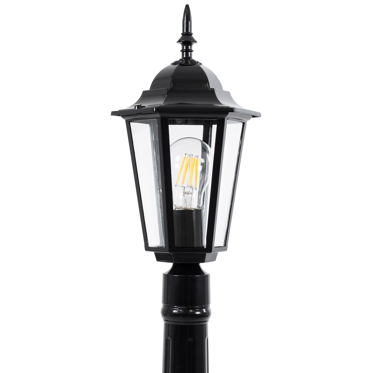 GloboStar® ELLIPSE 01401 Vintage Φωτιστικό Κολωνάκι Κήπου  Μονόφωτο 1 x E27 Μαύρο Μεταλλικό Πλέγμα L17 x W16 x H105cm