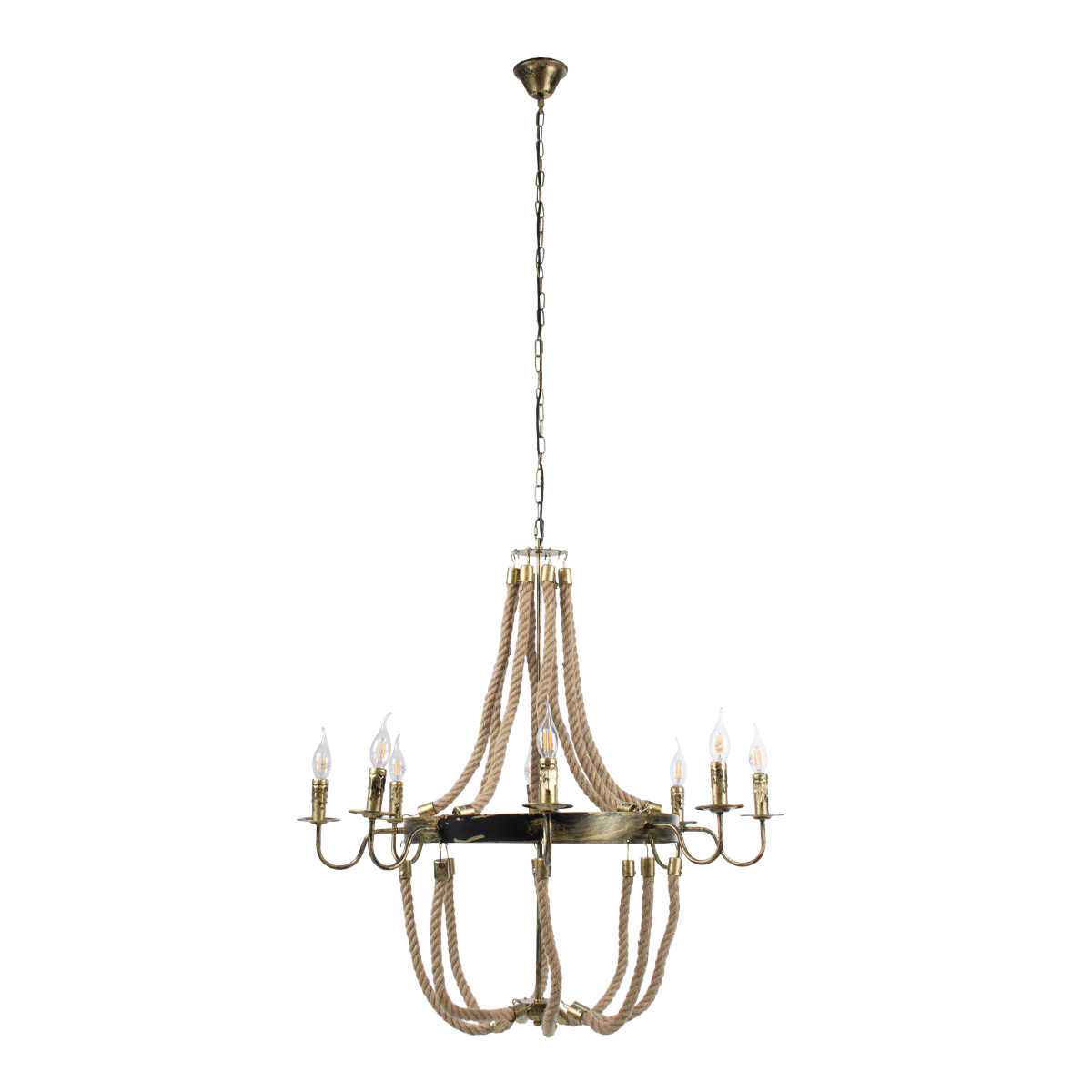GLOBOSTAR® VICTORIAN 01405 Vintage Κρεμαστό Φωτιστικό Οροφής με Ντουί 8 x E14 AC 220-240V IP20 - Μπρούτζινο Εφέ Σκουριάς & Μπεζ - Μ87 x Π87 x Υ80cm