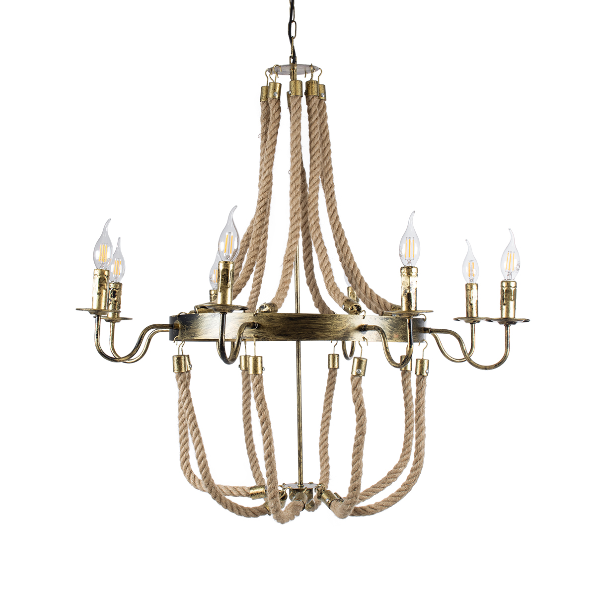 GLOBOSTAR® VICTORIAN 01405 Vintage Κρεμαστό Φωτιστικό Οροφής με Ντουί 8 x E14 AC 220-240V IP20 - Μπρούτζινο Εφέ Σκουριάς & Μπεζ - Μ87 x Π87 x Υ80cm