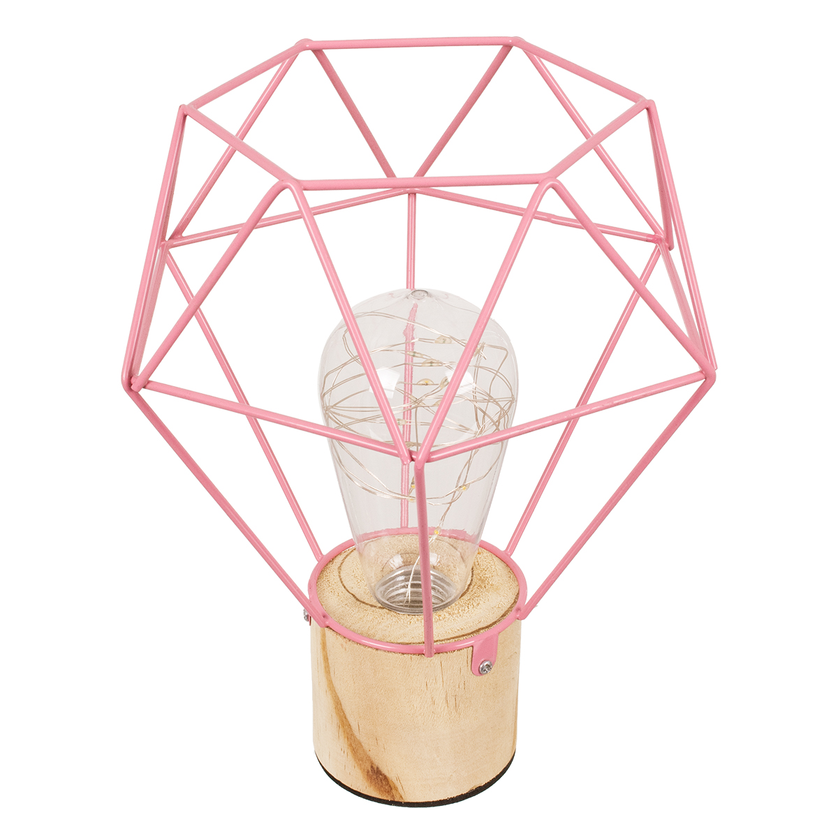 GLOBOSTAR® ANTLER 01442 Μοντέρνο Επιτραπέζιο Φωτιστικό LED 2.2W 154lm 360° DC 5V IP20 Θερμό Λευκό 2700K - DIODE - Ροζ & Μπεζ - Μ19 x Π19 x Υ23cm - 2 Χρόνια Εγγύηση