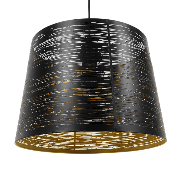GLOBOSTAR® ACCADEMIA 01584 Μοντέρνο Κρεμαστό Φωτιστικό Οροφής με Ντουί 1 x E27 AC 220-240V IP20 - Μαύρο & Χρυσό - Μ35 x Π35 x Y25cm