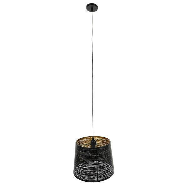 GLOBOSTAR® ACCADEMIA 01584 Μοντέρνο Κρεμαστό Φωτιστικό Οροφής με Ντουί 1 x E27 AC 220-240V IP20 - Μαύρο & Χρυσό - Μ35 x Π35 x Y25cm