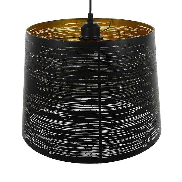 GLOBOSTAR® ACCADEMIA 01584 Μοντέρνο Κρεμαστό Φωτιστικό Οροφής με Ντουί 1 x E27 AC 220-240V IP20 - Μαύρο & Χρυσό - Μ35 x Π35 x Y25cm