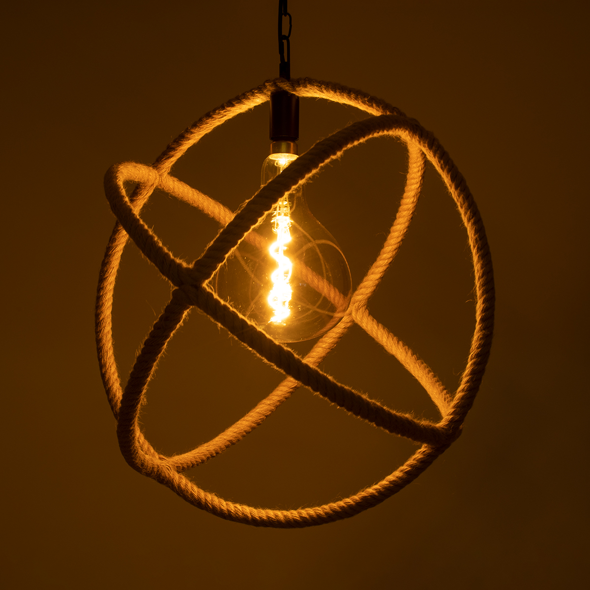 GLOBOSTAR® BELLE 01597 Vintage Κρεμαστό Φωτιστικό Οροφής με Ντουί 1 x E27 AC 220-240V IP20 - Μπεζ - Μ56 x Π56 x Y58cm