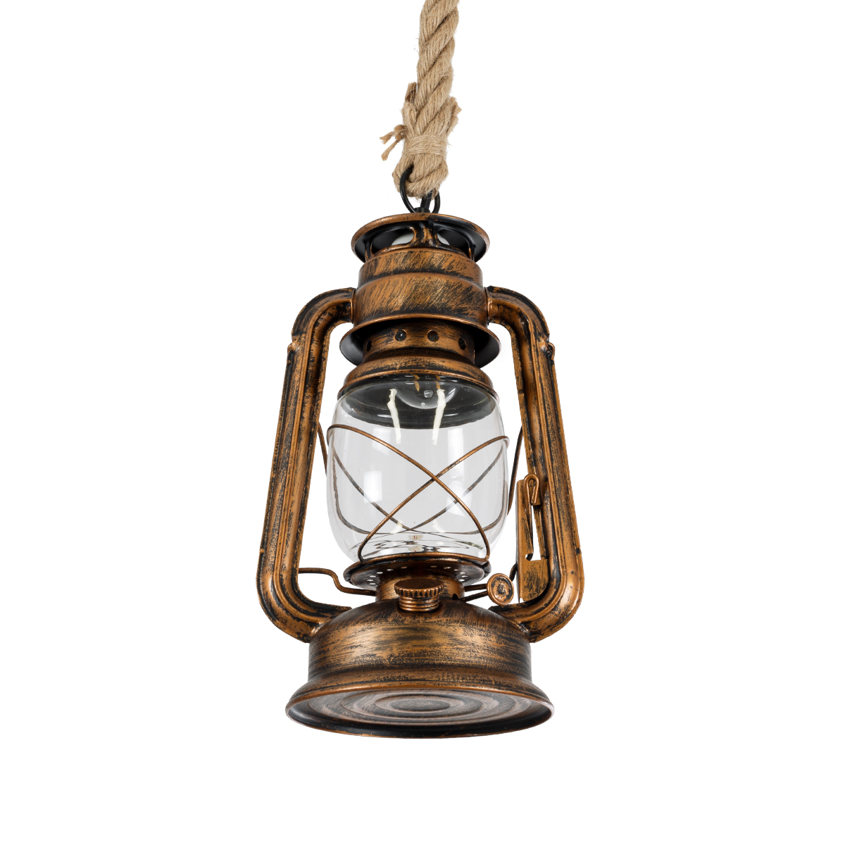 GLOBOSTAR® BARBAROSSA 01706 Vintage Κρεμαστό Φωτιστικό Οροφής με Ντουί 1 x E27 AC 220-240V IP20 - Χάλκινο Εφέ Σκουριάς - Μ18 x Π18 x Υ28cm