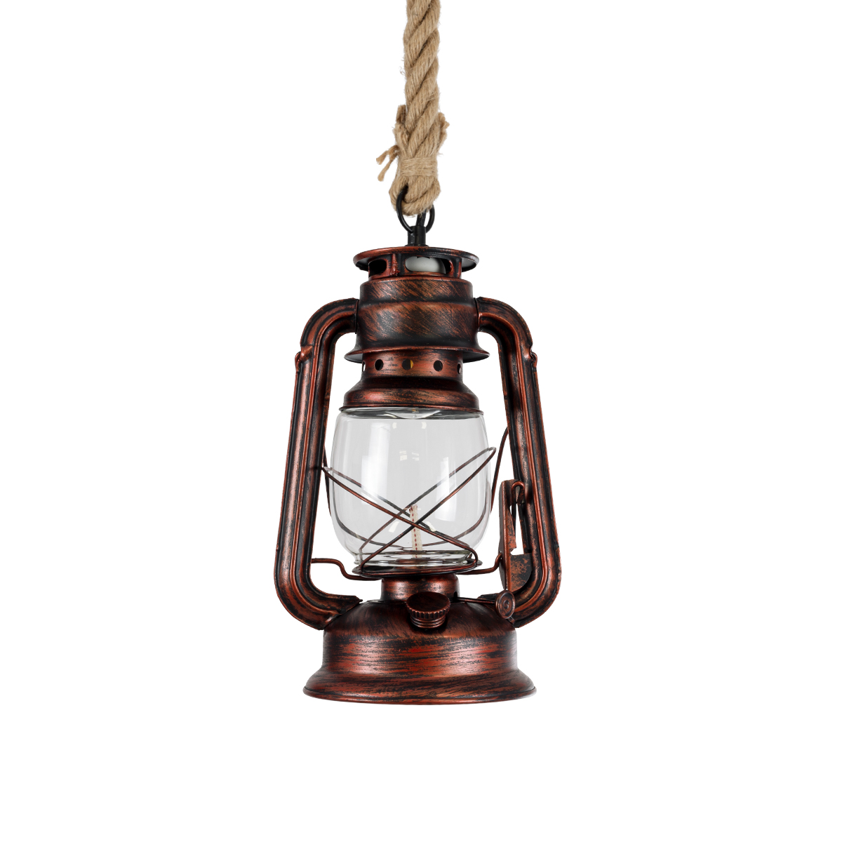 GLOBOSTAR® BARBAROSSA 01707 Vintage Κρεμαστό Φωτιστικό Οροφής με Ντουί 1 x E27 AC 220-240V IP20 - Χάλκινο - Μ18 x Π18 x Υ28cm