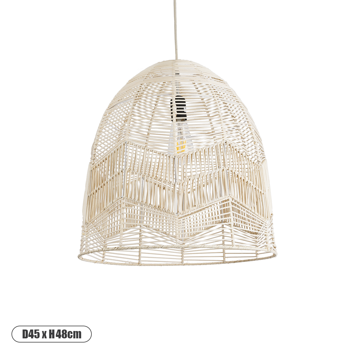 GLOBOSTAR® ALOHA 01751 Boho Κρεμαστό Φωτιστικό Οροφής με Ντουί 1 x E27 AC 220-240V IP20 - Μπεζ - Μ45 x Π45 x Υ48cm