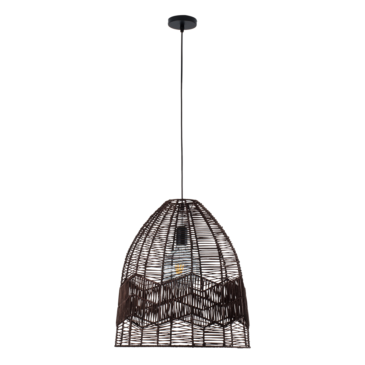 GLOBOSTAR® ALOHA 01752 Boho Κρεμαστό Φωτιστικό Οροφής με Ντουί 1 x E27 AC 220-240V IP20 - Καφέ - Μ45 x Π45 x Υ48cm