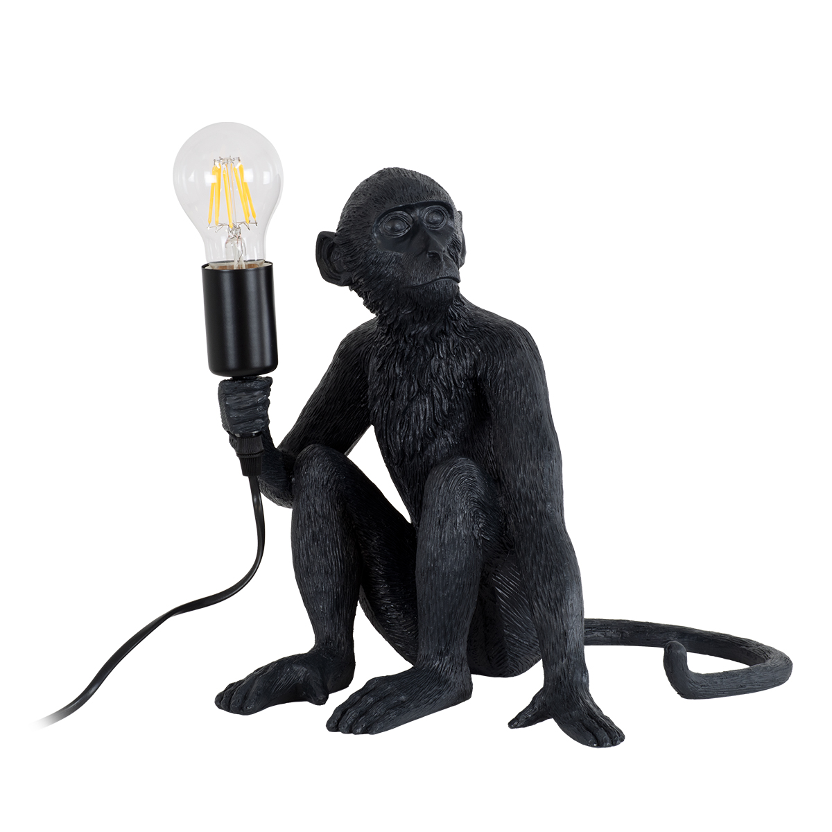 GLOBOSTAR® APES 01807 Μοντέρνο Επιτραπέζιο Φωτιστικό Πορτατίφ με Ντουί 1 x E27 AC 220-240V IP20 - Μαύρο - Μ30 x Π27 x Υ30cm