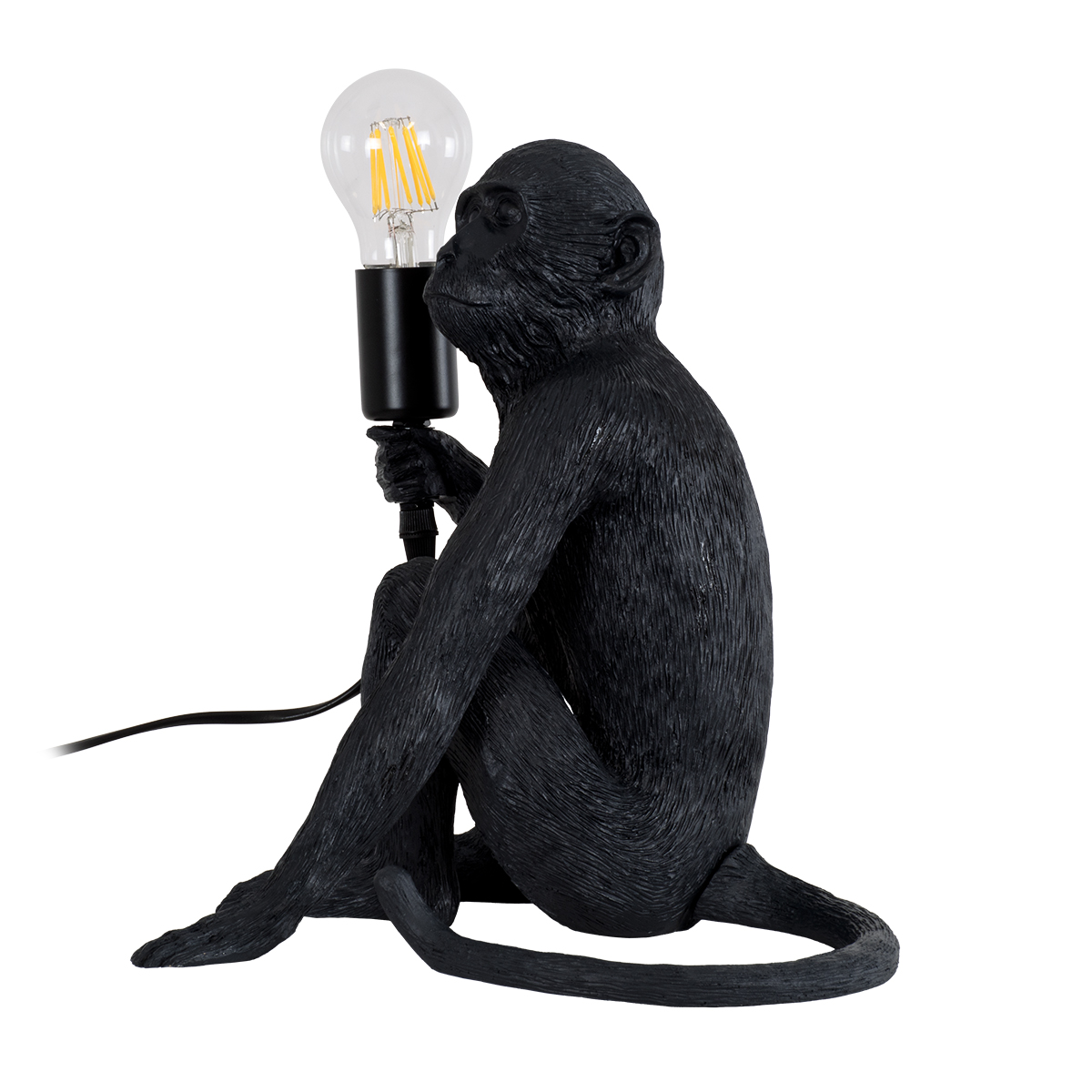 GLOBOSTAR® APES 01807 Μοντέρνο Επιτραπέζιο Φωτιστικό Πορτατίφ με Ντουί 1 x E27 AC 220-240V IP20 - Μαύρο - Μ30 x Π27 x Υ30cm